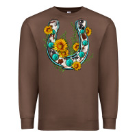 Chestnut cowhide sunflower horseshoe Premium Sweatshirt - Zillion Design Studio