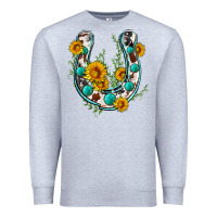 Heather Grey cowhide sunflower horseshoe Premium Sweatshirt - Zillion Design Studio