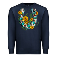 Navy cowhide sunflower horseshoe Premium Sweatshirt - Zillion Design Studio