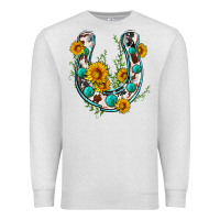 Oatmeal Heather cowhide sunflower horseshoe Premium Sweatshirt - Zillion Design Studio
