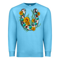 Ocean Blue cowhide sunflower horseshoe Premium Sweatshirt - Zillion Design Studio