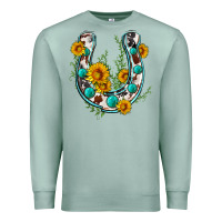 Cowhide Sunflower Horseshoe Premium Sweatshirt | Teevron