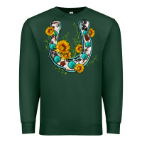 Sports Green cowhide sunflower horseshoe Premium Sweatshirt - Zillion Design Studio