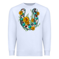 White cowhide sunflower horseshoe Premium Sweatshirt - Zillion Design Studio