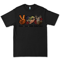 Black Peace Love White Tailed Deer Premium Tee - LillyAllenDesigns
