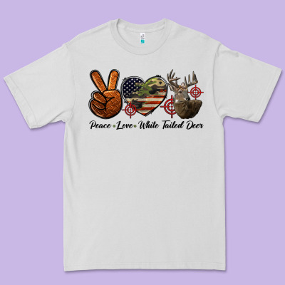 Peace Love White Tailed Deer Premium Tee Designed By Lillyallendesigns