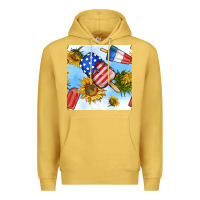 Antique Gold 4th of july sunflowers ice cream seamless pattern Premium Hoodie - BundleAndBundleShop