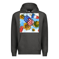 Charcoal Heather 4th of july sunflowers ice cream seamless pattern Premium Hoodie - BundleAndBundleShop
