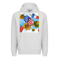 Dove Grey 4th of july sunflowers ice cream seamless pattern Premium Hoodie - BundleAndBundleShop