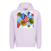 Lilac 4th of july sunflowers ice cream seamless pattern Premium Hoodie - BundleAndBundleShop