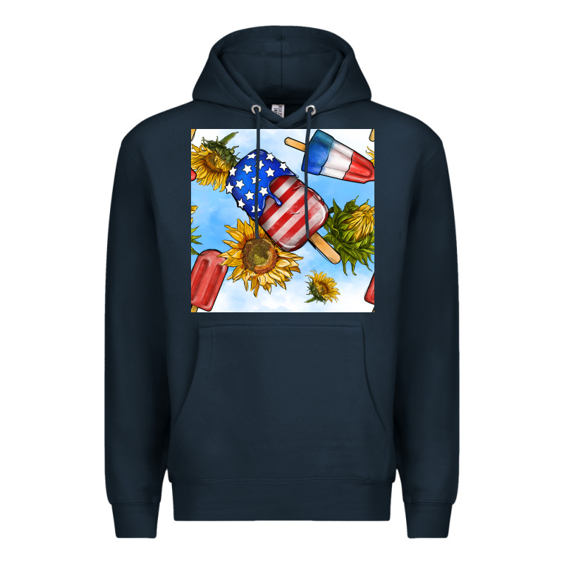 4th Of July Sunflowers Ice Cream Seamless Pattern Premium Hoodie by BundleAndBundleShop | Teevron