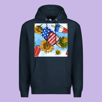 4th Of July Sunflowers Ice Cream Seamless Pattern Premium Hoodie Designed By Bundleandbundleshop