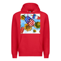 Red 4th of july sunflowers ice cream seamless pattern Premium Hoodie - BundleAndBundleShop
