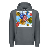 Rock 4th of july sunflowers ice cream seamless pattern Premium Hoodie - BundleAndBundleShop