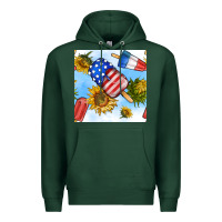 Sports Green 4th of july sunflowers ice cream seamless pattern Premium Hoodie - BundleAndBundleShop