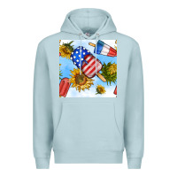 Blue Mist 4th of july sunflowers ice cream seamless pattern Premium Hoodie - BundleAndBundleShop