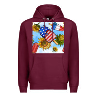 4th Of July Sunflowers Ice Cream Seamless Pattern Premium Hoodie | Teevron