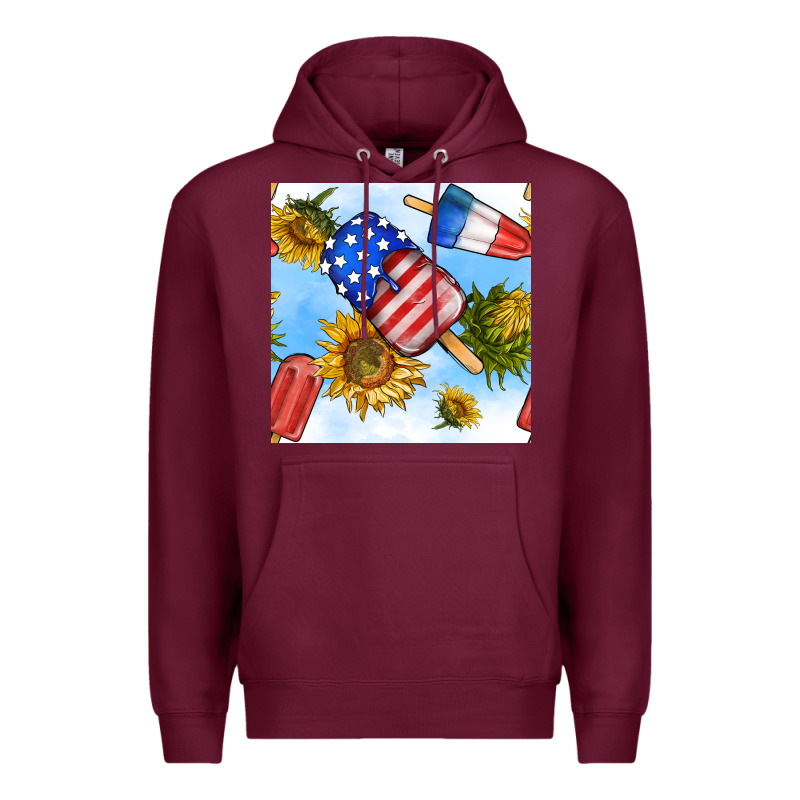 4th Of July Sunflowers Ice Cream Seamless Pattern Premium Hoodie by BundleAndBundleShop | Teevron