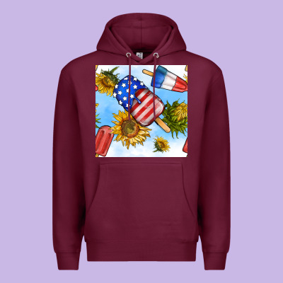4th Of July Sunflowers Ice Cream Seamless Pattern Premium Hoodie Designed By Bundleandbundleshop