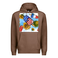 Chestnut 4th of july sunflowers ice cream seamless pattern Premium Hoodie - BundleAndBundleShop