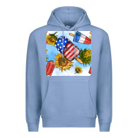 Colony Blue 4th of july sunflowers ice cream seamless pattern Premium Hoodie - BundleAndBundleShop