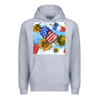 Heather Grey 4th of july sunflowers ice cream seamless pattern Premium Hoodie - BundleAndBundleShop