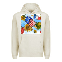 Oatmeal Heather 4th of july sunflowers ice cream seamless pattern Premium Hoodie - BundleAndBundleShop