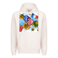 Pale Pink 4th of july sunflowers ice cream seamless pattern Premium Hoodie - BundleAndBundleShop