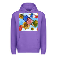Purple 4th of july sunflowers ice cream seamless pattern Premium Hoodie - BundleAndBundleShop