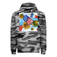 Slate Camo 4th of july sunflowers ice cream seamless pattern Premium Hoodie - BundleAndBundleShop