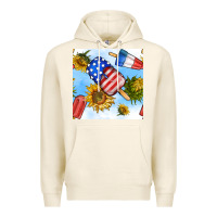 Tofu 4th of july sunflowers ice cream seamless pattern Premium Hoodie - BundleAndBundleShop