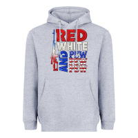 Heather Grey red white and pew pew pew Heavyweight Hoodie - texasbilliewilder