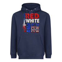 Navy red white and pew pew pew Heavyweight Hoodie - texasbilliewilder