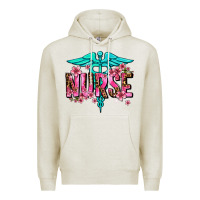 Oatmeal Heather floral nurse Premium Hoodie - AdoDesignShop