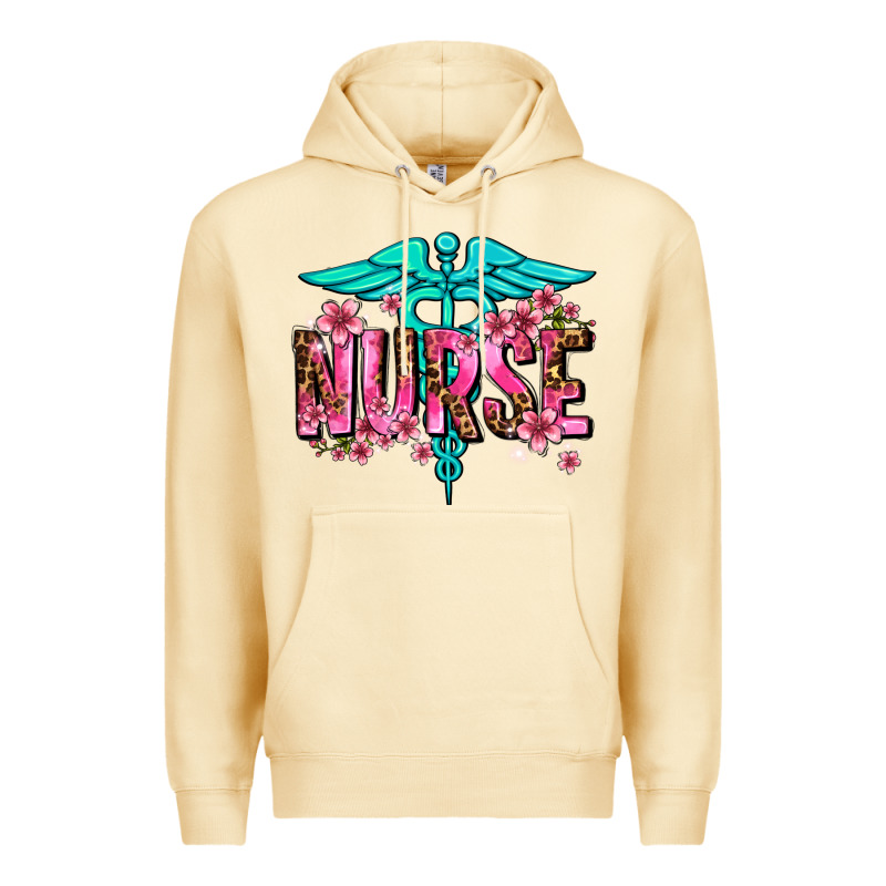 Floral Nurse Premium Hoodie by AdoDesignShop | Teevron