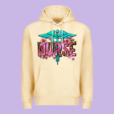 Floral Nurse Premium Hoodie Designed By Adodesignshop