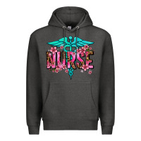 Charcoal Heather floral nurse Premium Hoodie - AdoDesignShop