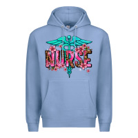 Colony Blue floral nurse Premium Hoodie - AdoDesignShop