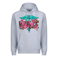 Heather Grey floral nurse Premium Hoodie - AdoDesignShop