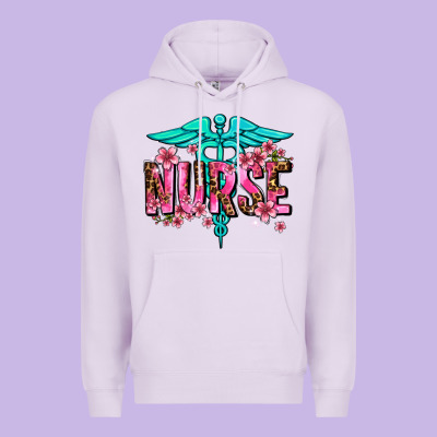 Floral Nurse Premium Hoodie Designed By Adodesignshop