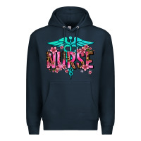 Navy floral nurse Premium Hoodie - AdoDesignShop