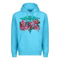 Ocean Blue floral nurse Premium Hoodie - AdoDesignShop