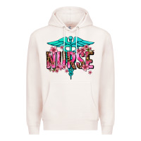 Pale Pink floral nurse Premium Hoodie - AdoDesignShop