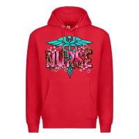 Red floral nurse Premium Hoodie - AdoDesignShop