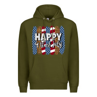 Army Green happy 4th of july brushstrokes Premium Hoodie - BundleAndBundleShop