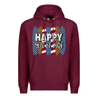 Burgundy happy 4th of july brushstrokes Premium Hoodie - BundleAndBundleShop
