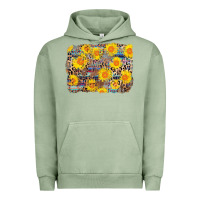 Pigment Oil Green aztec sunflower leopard background Urban Hoodie - AdoDesignShop