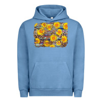 Pigment Pebble Blue aztec sunflower leopard background Urban Hoodie - AdoDesignShop