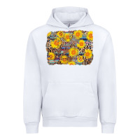White aztec sunflower leopard background Urban Hoodie - AdoDesignShop