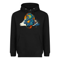 Black blue dragon ocean waves and sun Heavyweight Hoodie - RanaPortraitStore